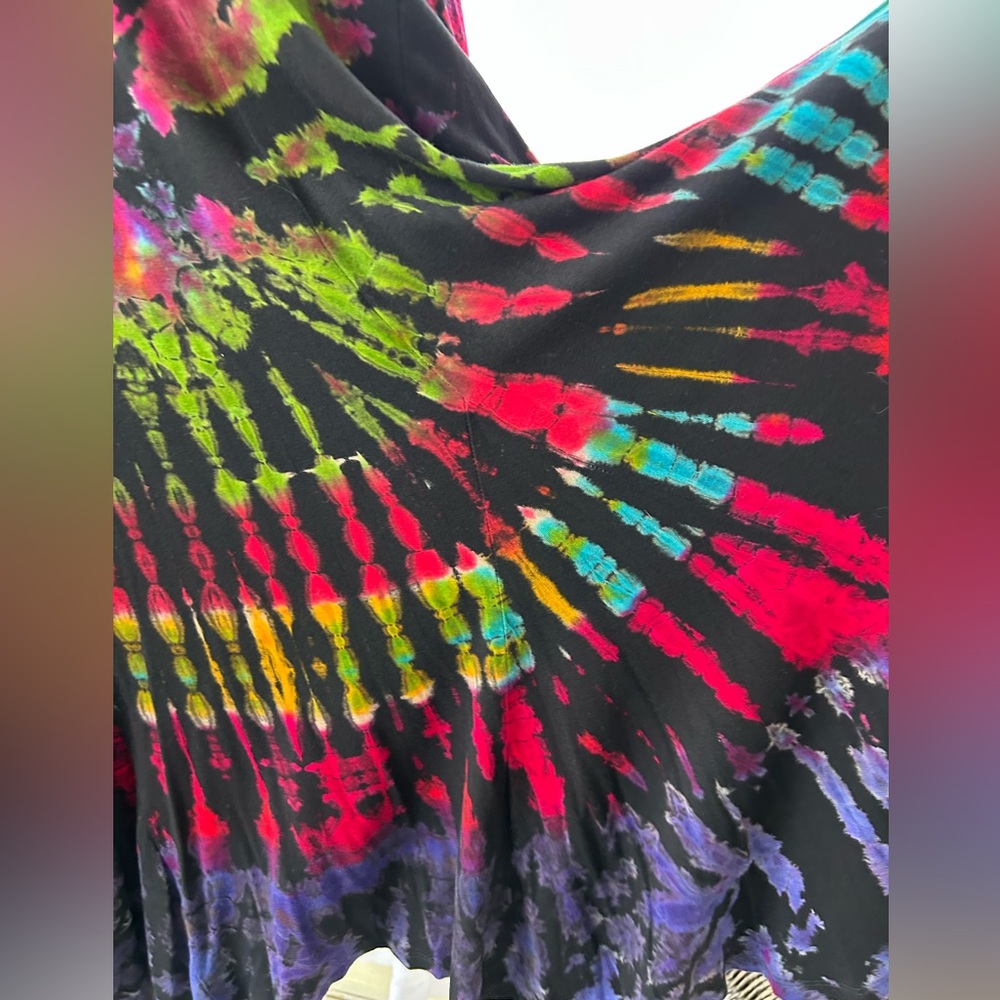 Boho Indy Artsy Flowy Kimono Cardigan Vibrant multicolor Tie Dye  XXL - Picture 9 of 13